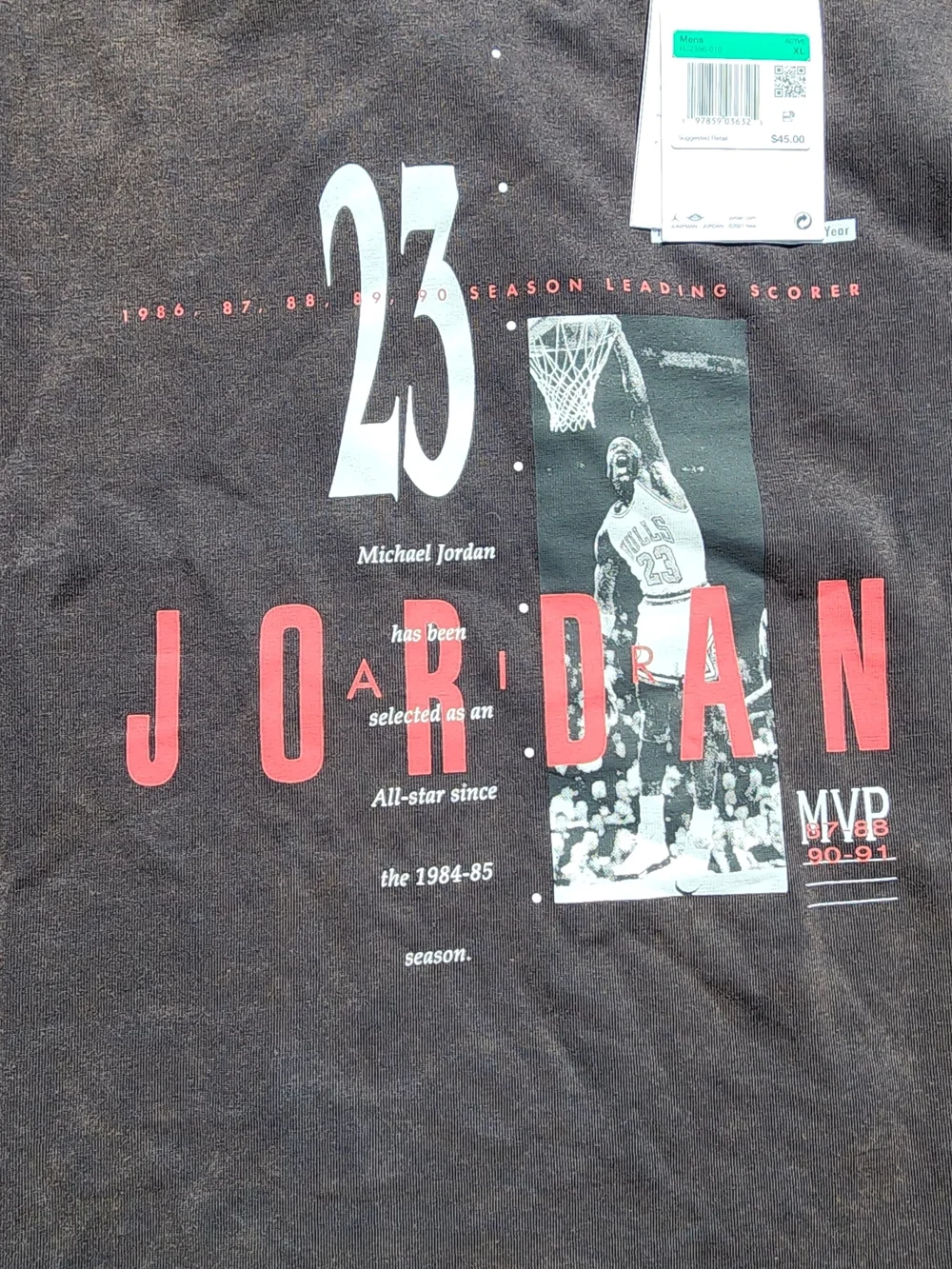 Jordan Black Short Sleeve Tee with Red '23 Graphic